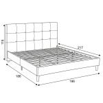 Dvoulůžková postel, látka, šedá, BED-M180 GREY2