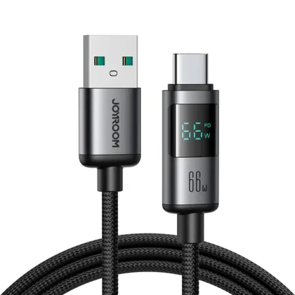 Joyroom S-A16 Pro Prism Series Nabíjecí kabel s displejem USB-A (M) - USB-C (M) 66W 1.2m černá (6956116714420)