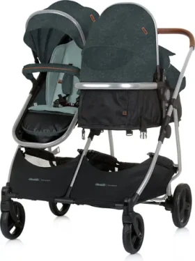 CHIPOLINO Kočárek pro dvojčata/nestejně staré děti - kombinovaný Duo Smart Basil (KBDS02504BA)