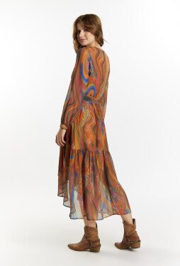 Monnari Šaty Pestrobarevné šaty s vázáním Multi Orange 36