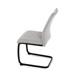 Židle jídelní, světle šedá látka, černé kovové nohy