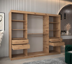 Šatní skříň Abi Y0 s nástavcem Barva korpusu: Černá, Rozměry: 200 cm, Dveře: Dub sonoma