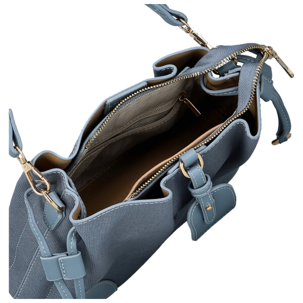 Módní dámská koženková kabelka na rameno Linna, džínově modrá