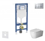 GEBERIT - Duofix Set předstěnové instalace, klozetu a sedátka Duravit ME by Starck, tlačítka Sigma30, Rimless, SoftClose, matný chrom/chrom SANI11CP2104