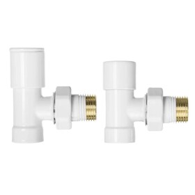 CERANO Připojovací sada radiátorových ventilů - ruční - rohová - 1/2"/1/2"- bílá lesklá