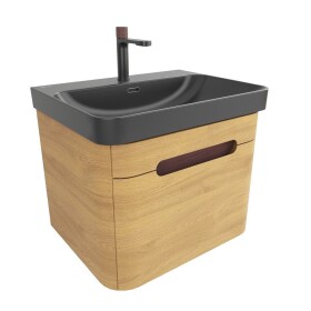 Koupelnová skříňka s umyvadlem SAT Fusion 57,5x43x45 cm dub medový mat SATFUSION60DMBKMBA SATFUSION60DMBKMBA