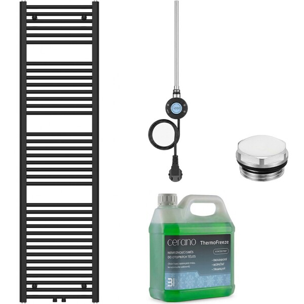 CERANO Koupelnový elektrický radiátorový set Benito - WIFI - 600W - černá matná - 1700x450 mm