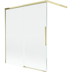 MEXEN/S - Rox vanová zástěna 2-křídlová posuvná 140 x 150, transparent, zlatá 8C9-140-003-50-00