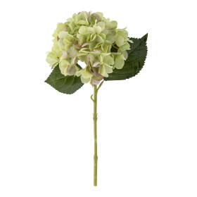 Bloomingville Umělá květina Hydrangea White 36 cm, zelená barva, plast