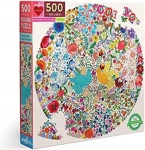 EEBOO Kulaté puzzle Modrý a žlutý ptáček