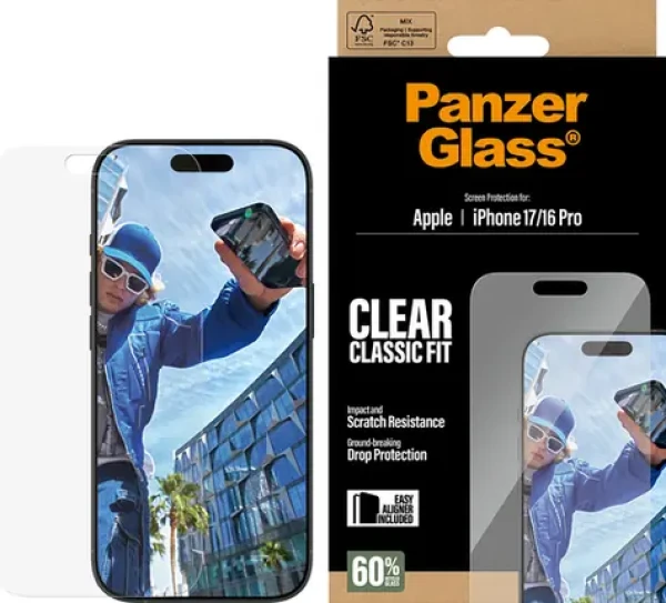 PanzerGlass Classic Fit EasyAligner Tvrzené sklo pro iPhone 17 / 16 Pro (5715685025808)