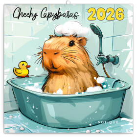 Nástěnný poznámkový kalendář 2026 NOTIQUE - Rozverné kapybary, 30 x 30 cm