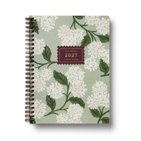 Rifle Paper Co. Plánovací kroužkový diář 2027 Sage Hydrangea, zelená barva, papír