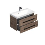 Koupelnová skříňka s černou úchytkou a umyvadlem SAT Cube Way 80x53x40 cm dub Wellington mat CUBE2C80ZDW CUBE2C80ZDW