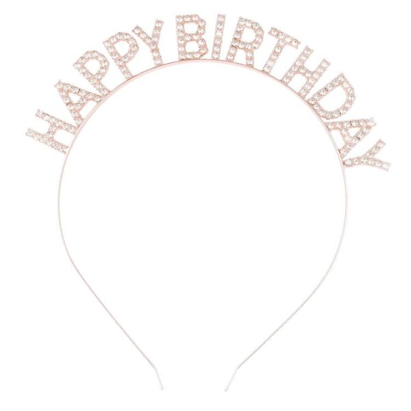 Dortisimo Nejedlá dekorace kovová Čelenka růžovo-zlatá Happy Birthday