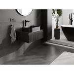 MEXEN/S - Rivel koupelnová skříňka pod umyvadlo 70 cm s deskou, 1 šuplík, reliéf , černá mat 91A20-07023-1-BFC71