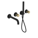 SAPHO - ULTRATAP podomítková vanová baterie s hubicí a ruční sprchou, 2 výstupy, černá mat/zlato mat UT093TBG