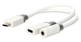 Nedis USB-C audio adaptér bílý / Adaptér / USB-C zástrčka - USB-C + Jack 3,5 mm zásuvka / USB 2.0 / 10 cm (CCBW64922WT01)