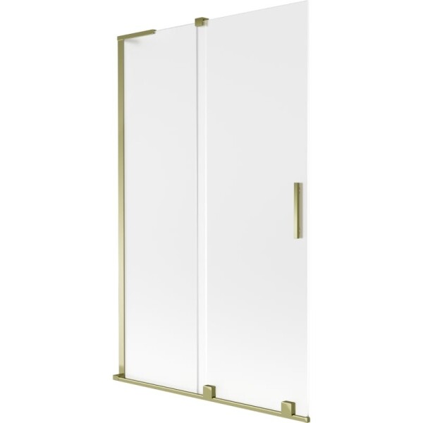 MEXEN/S - Velar L dvoukřídlá posuvná vanová zástěna 110 x 150, dekor, zlatá 896-110-003-31-50