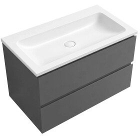 CERANO - Koupelnová skříňka Carole - antracitová + umyvadlo z lit. mramoru Amati - bílá matná - 80,5x49,5x46,5 CER-116224