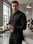 Pánská neformální černá košile SLIM FIT se stojáčkem FashionStreet DX2597 XL