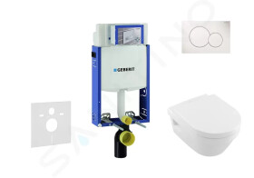 GEBERIT - Kombifix Modul pro závěsné WC s tlačítkem Sigma01, alpská bílá + Villeroy Boch - WC a sedátko, DirectFlush, SoftClose, CeramicPlus 110.302.00.5 NB1