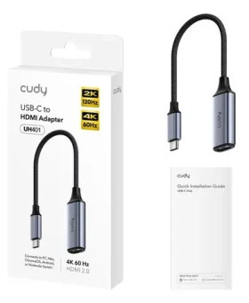 Cudy UH401 šedá / USB grafický adaptér / USB-C na HDMI / HDMI 2.0 / 4096 x 2160 px (UH401)