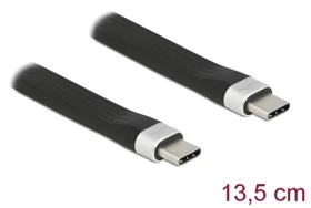 Delock USB-C - USB-C 13,5 cm černá / FPC plochý stuhový kabel / USB 3.2 Gen 2 / 10 Gbit/s / 3 A (85770)