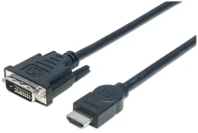 Manhattan HDMI - DVI-D kabel černá / Kabel / Dual-Link / 3 m / pozlacené konektory (372510)