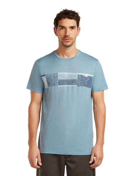 Pánské merino triko s krátkým rukávem ICEBREAKER Mens 150 Tech Lite SS Tee Elevation Line, Flint Blue velikost: S