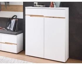 Botník se zásuvkou Memphis, bílá/dub artisan