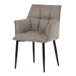 Židle jídelní, hnědá vodoodpudivá látka, černý matný lak, kovové nohy