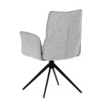 Židle jídelní, šedá látka, 360° vratný mechanismus, černý kov