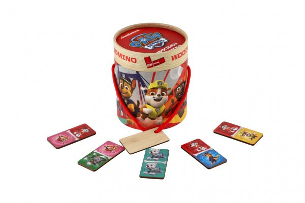 Domino dřevěné Paw patrol/Tlapková patrola 28ks v papírovém tubusu 11x13cm