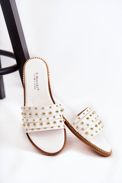 Dámské kožené pantofle s zdobením bílým Brien 36