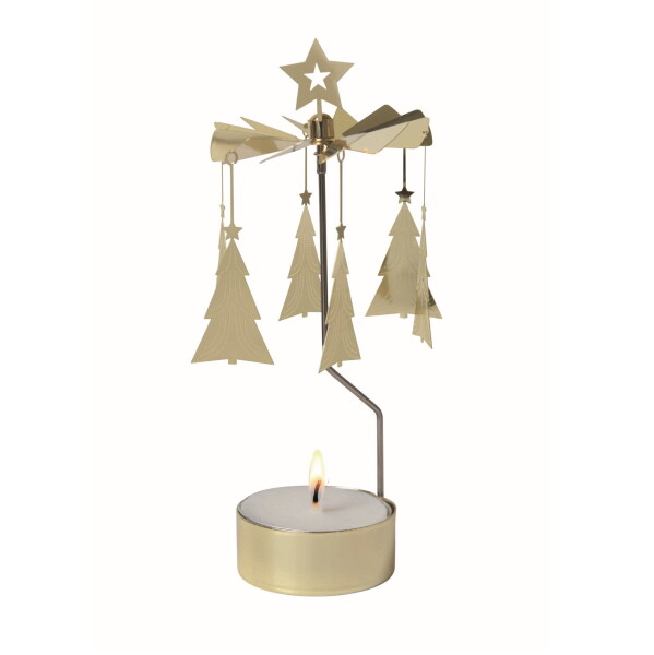 Pluto Design Rotující svícen Gold Trees, zlatá barva, kov