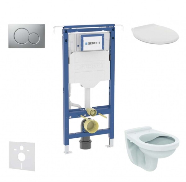 GEBERIT - Duofix Set předstěnové instalace, klozet Alpha se sedátkem, tlačítko Sigma01, matný chrom SANI11CD2103