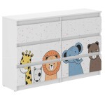 DumDekorace Komoda pro děti s pohádkovými zvířátky 77x30x140 cm Bílá