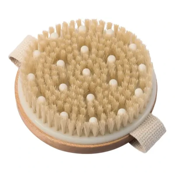 MSV NATUR masážní a exfoliační kartáč se štětinami / kulatý / dřevo (3700703973904)