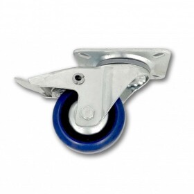 Kolečko pojezdové, 80mm, otočné+brzda, tvrdá pryž-modrá, 100kg
