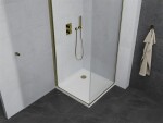 MEXEN/S - Pretoria otevírací sprchový kout 80x80, sklo transparent, zlatý +vanička 852-080-080-50-00-4010