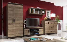 Obývací stěna Nikola Barva korpusu: Wenge, Lišta: Bílá, Barva dvířek: Lancelot