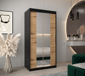 Šatní skříň Abi T1 Barva korpusu: Černá, Rozměry: 100 cm, Dveře: Dub artisan