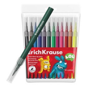 ErichKrause Jolly Friends Super Washable štětcové fixy sada 12 barev