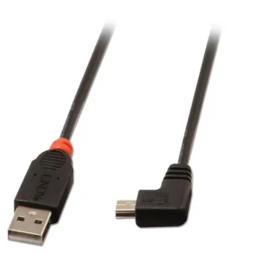 Lindy černý 0,5 m / USB kabel / USB-A - Mini-USB B / 90° úhel / 480 Mbit/s (31970)