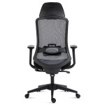 Kancelářská židle, černý plast, černá látka, 4D područky, kolečka pro tvrdé povrchy, houpací mechanika s polohovou areta