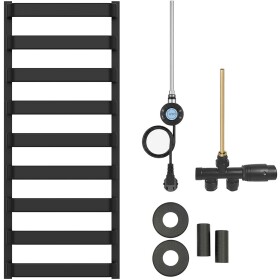 CERANO - Koupelnový radiátorový set Adriano - kombinované vytápění, wifi tyč - boční jednobodové připojení - 300W - černá matná - 1200x500 mm CER-025862