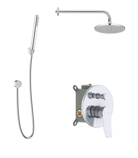 Kielle - Nefia Sprchový set s baterií pod omítku, pro 2 spotřebiče, s příslušenstvím EcoSpare a tělesem, chrom 20627SP120