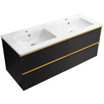 CERANO - Koupelnová skříňka Velora - černá matná, úchytka zlatá + keramické umyvadlo Todo - 121x55x46,5 CER-664924