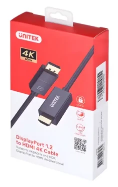 Unitek V1608A černá / Redukce / DisplayPort 1.2 - HDMI / 4K 60Hz / 1,8 m (V1608A)